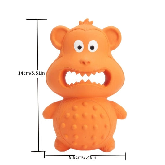 Rubber Mouthing Monkey Toy Durable Rubber Dog Chew Toy - side view - PET'S FUN | dog supplies