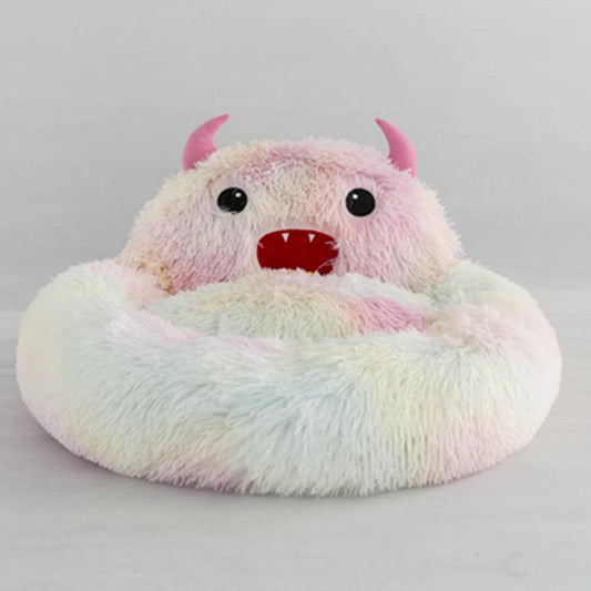 Cute Round Cat Bed Soft Long Plush Cartoon