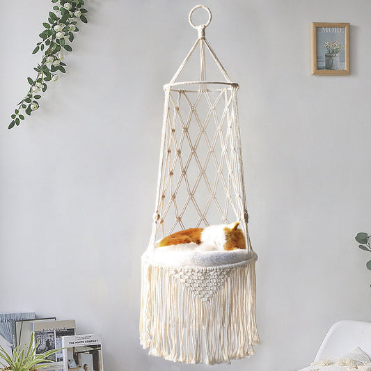 Macrame Hanging Pet Bed Macrame Cat Hammock Wall Hanging Cat Hammock Macrame ...