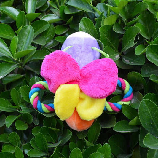 Plush Butterfly Pet Dog Cat Chew Toy - side view - PET'S FUN | pet supplies