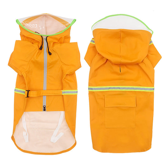 Pet hooded windproof and reflective raincoat