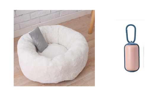 Pet Bed and Blanket Set Soft Warm Plush for Dogs Cats