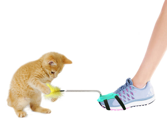 Cat Supplies Toy Spring Funny Stick Feather - side view - PET'S FUN | cat supplies