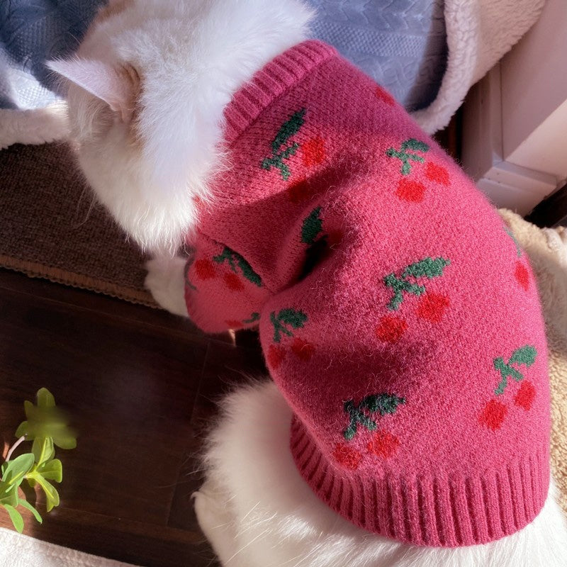 Bowknot Dog Clothes Cat Costume Hollow Knit - back view - PET'S FUN | cat supplies