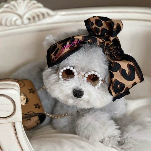Pet Dog Fashion Pearl Sunglasses - side view - PET'S FUN | dog supplies