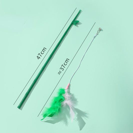 Interactive Cat Toy Feather Wand with Bell Refills Bells and Feathers Attenti...