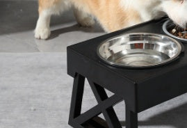 Pet Adjustable Elevated Stainless Steel Vertical - lifestyle view - PET'S FUN | dog entertainment
