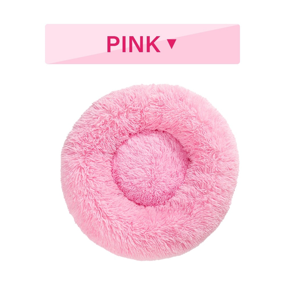 Fluffy Donut Dog Bed Warm Soft Long Plush Pet Cushion - showcase view - PET'S FUN | pet toy