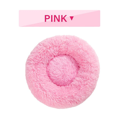 Fluffy Donut Dog Bed Warm Soft Long Plush Pet Cushion - showcase view - PET'S FUN | pet toy