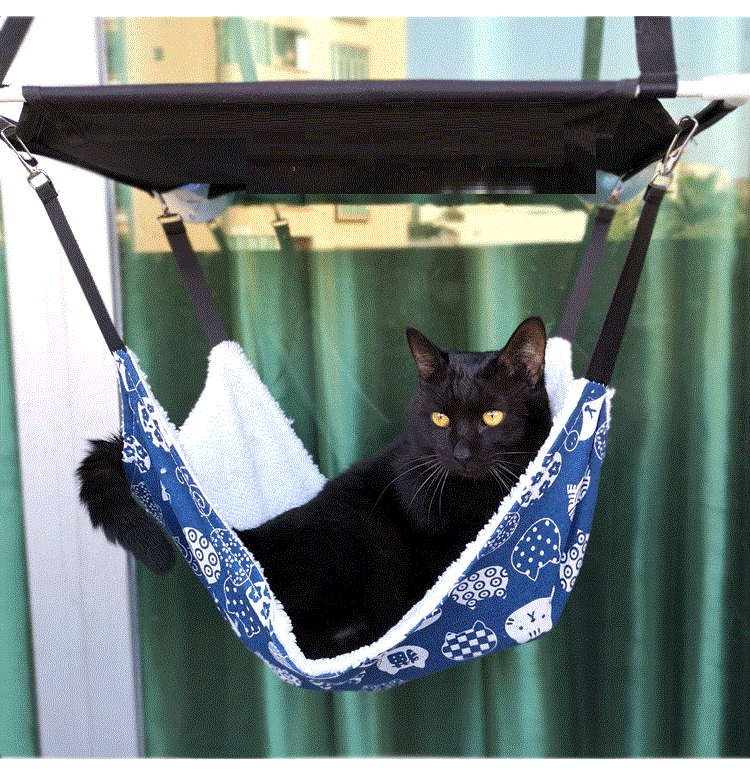 Breathable Fleece Hook Pet Hammock Supplies - angle view - PET'S FUN | pet accessories