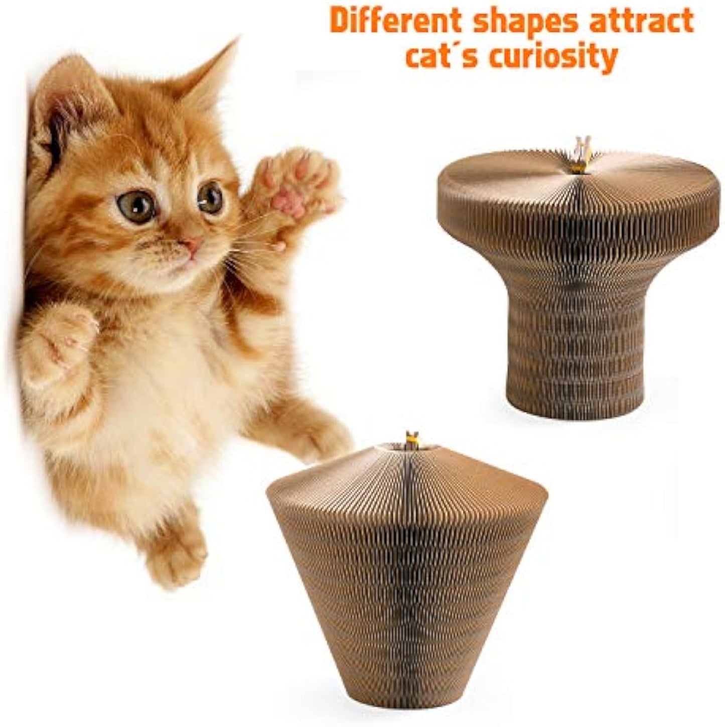 Collapsible Cat Scratcher Lounge Bed Cardboard Cat Bed - side view - PET'S FUN | cat entertainment