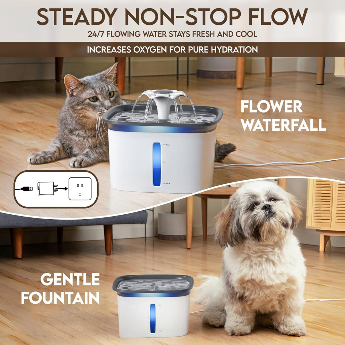 95oz Pet Water Fountain Automatic Dog Cat Dispenser