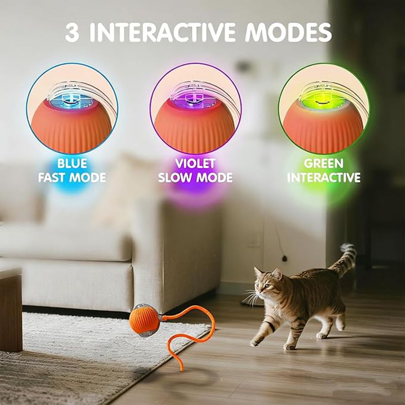 Cat Interactive Ball Toys Automatic Rolling Ball for - side view - PET'S FUN | cat entertainment