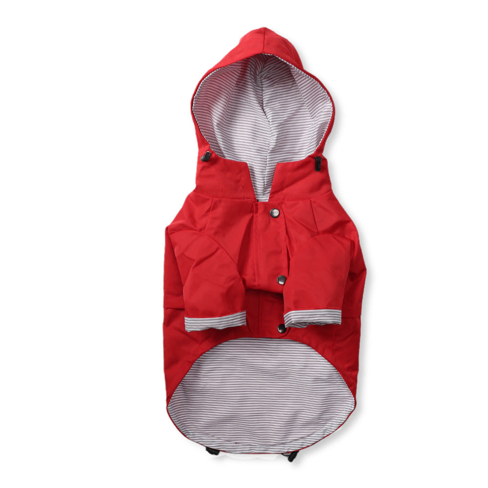 Windproof British Retro Padded Dog Raincoat - back view - PET'S FUN | dog accessories