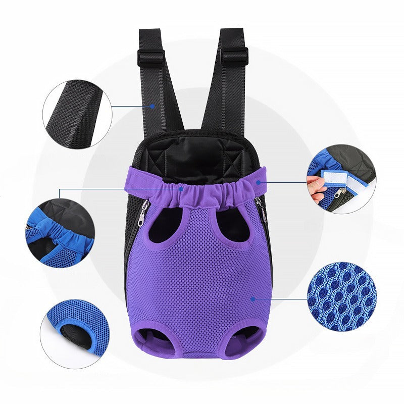 Pet Dog Carrier Backpack for Small Dogs Breathable - front view - PET'S FUN | dog bed