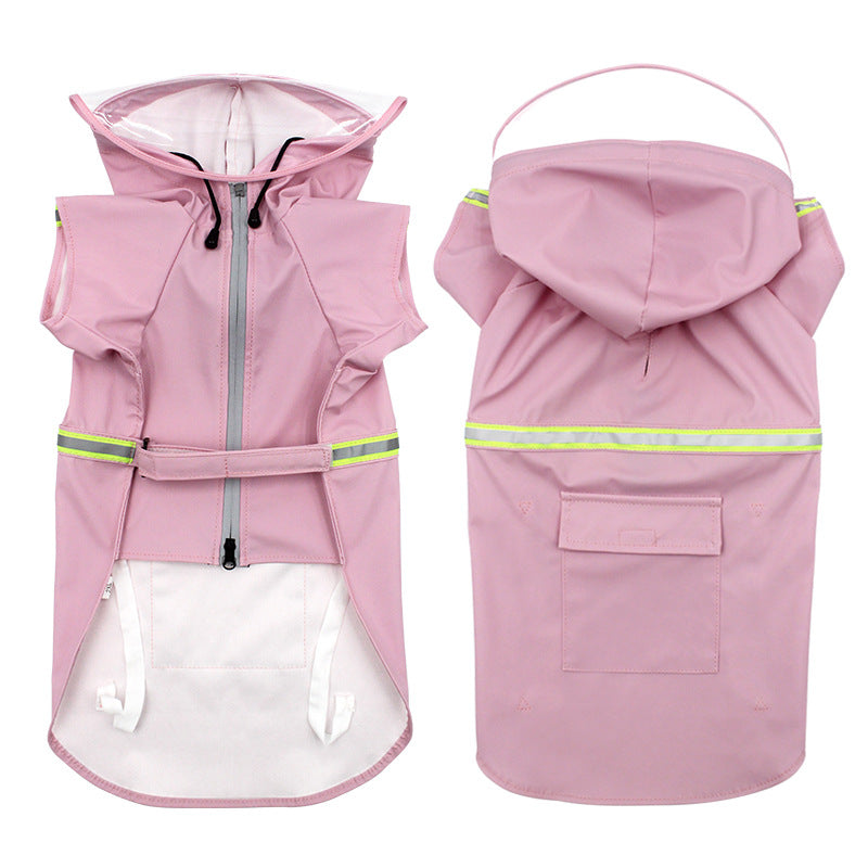 Pet hooded windproof and reflective raincoat