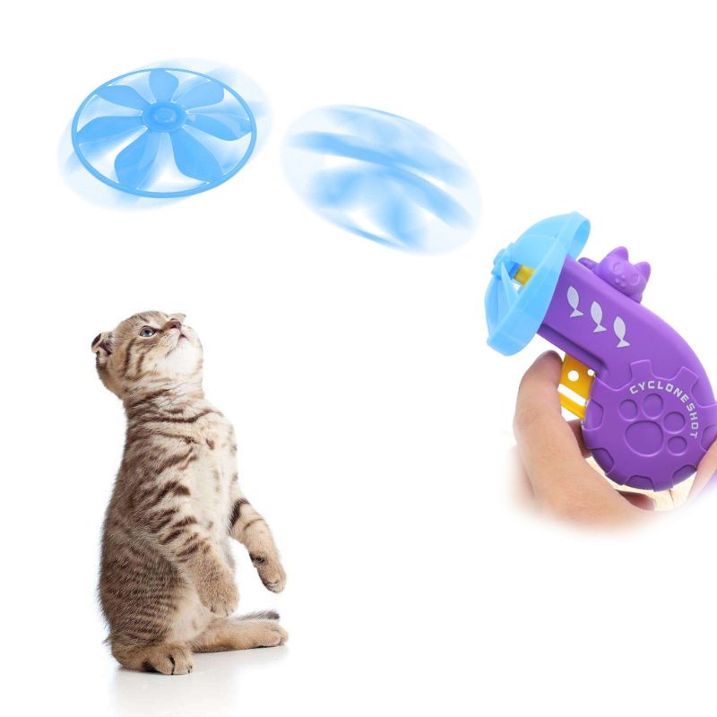 Cat Fetch Tracks Toy Flying Propellers Disc Saucers Interactive Dog Pet Chase...