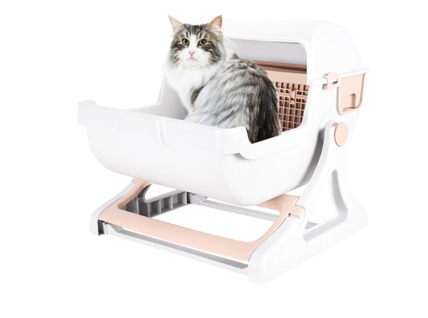Cat toilet pet toilet semi-enclosed litter box - detail view - PET'S FUN | cat supplies
