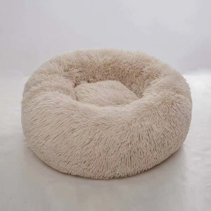 Washable Round Plush Kennel - angle view - PET'S FUN | dog entertainment