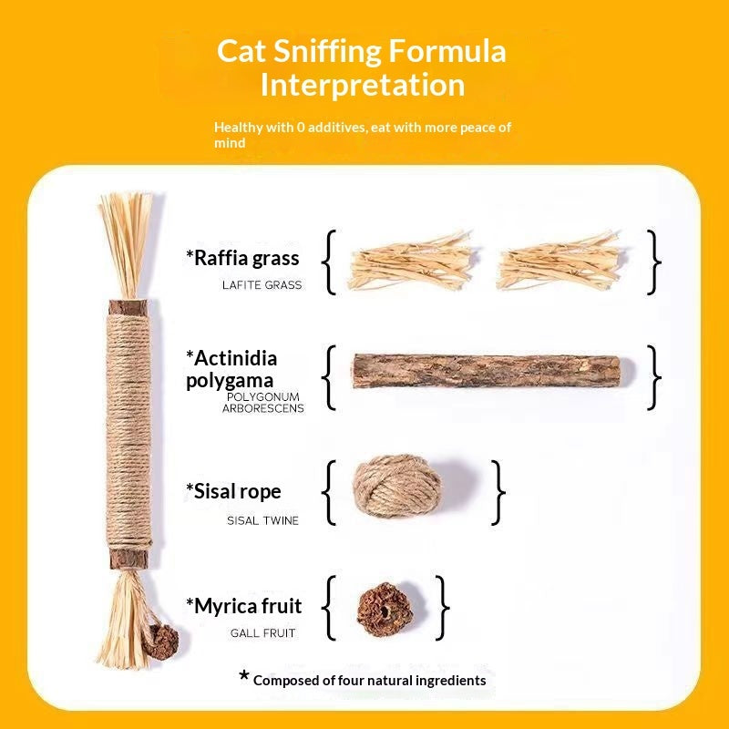Cat Catnip Teething Stick Raffia Pet Toy