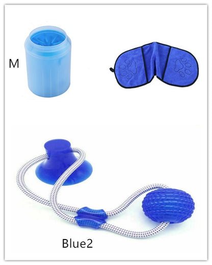 Pet Paw Cleaner Cleaning Kit Cup Soft Brush - side view - PET'S FUN | pet play