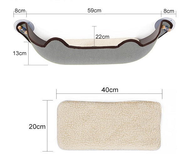 Window sill cat hammock - back view - PET'S FUN | cat accessories
