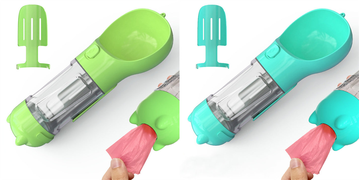 Pet Water Bottle Feeder Bowl Garbage Bag - front view - PET'S FUN | interactive dog toy