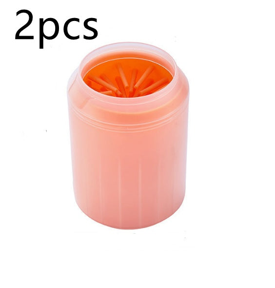 Pet Paw Cleaner Cleaning Kit Cup Soft Brush - angle view - PET'S FUN | pet supplies