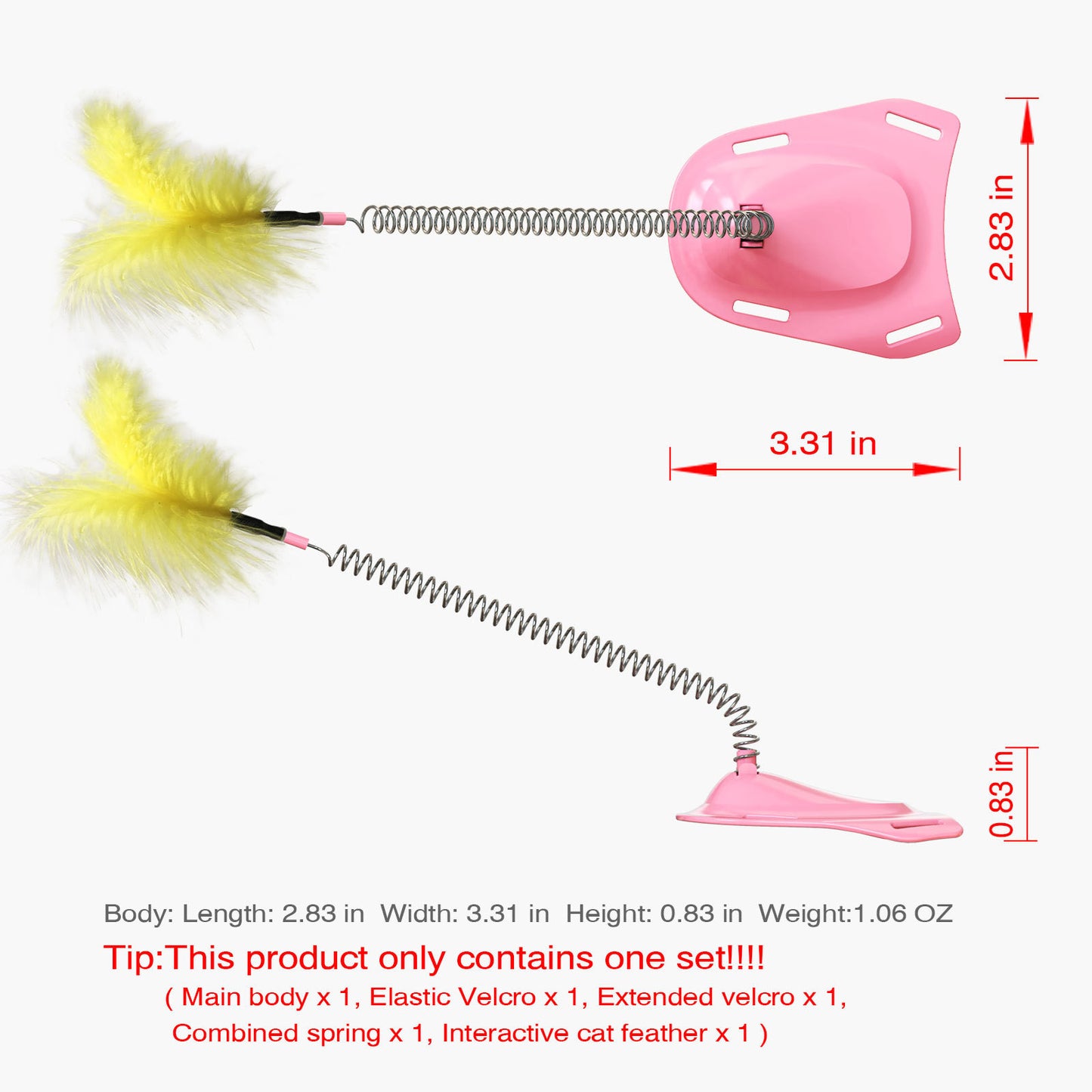 Cat Supplies Toy Spring Funny Stick Feather - back view - PET'S FUN | cat accessories