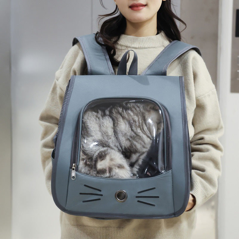 Pet Cat Carrier Bag Cat Backpack Outdoor Breathable - front view - PET'S FUN | cat bed