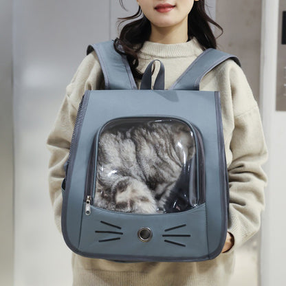 Pet Cat Carrier Bag Cat Backpack Outdoor Breathable - front view - PET'S FUN | cat bed