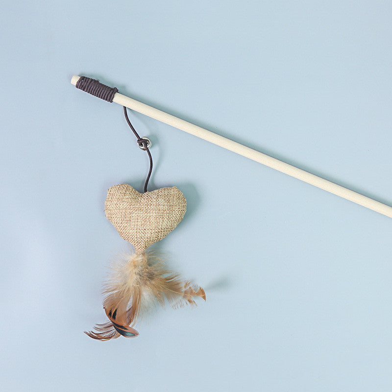 Interactive Cat Feather Wand Toy - Bell Mouse Teaser - front view - PET'S FUN | cat bed