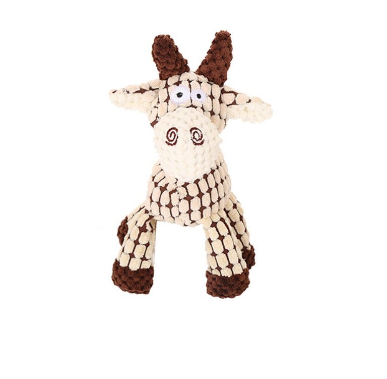Pet Toy Donkey Shape Corduroy Chew Toy for - angle view - PET'S FUN | dog entertainment