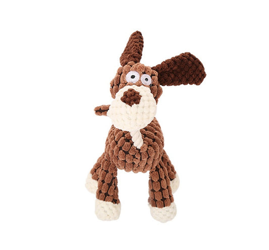 Pet Toy Donkey Shape Corduroy Chew Toy for - side view - PET'S FUN | dog supplies