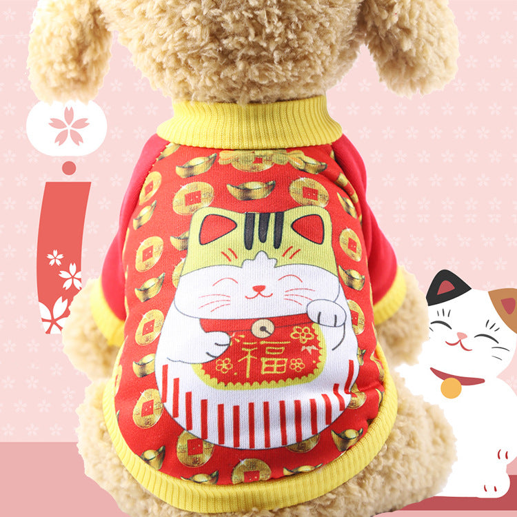 New Year Dog Cat Clothes Accessories Pet - front view - PET'S FUN | cat accessories