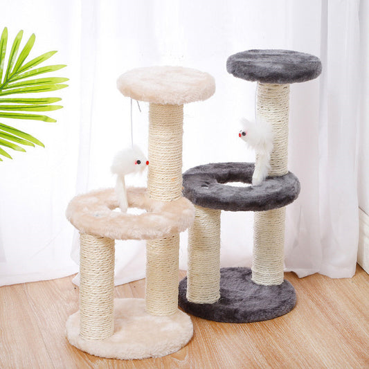 Cat Jumping Platform Sisal Scratching Post Cat Villa - side view - PET'S FUN | cat supplies