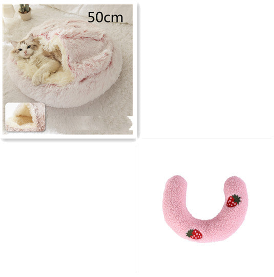 2 in 1 Dog and Cat Bed Pet Winter Bed Round Plush Warm - showcase view - PET'S FUN | pet play