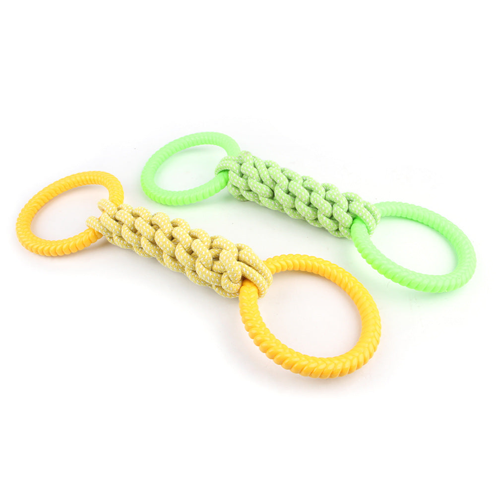 Natural Cotton Rope Dog Toys Tough and Interactive Dog - front view - PET'S FUN | dog bed