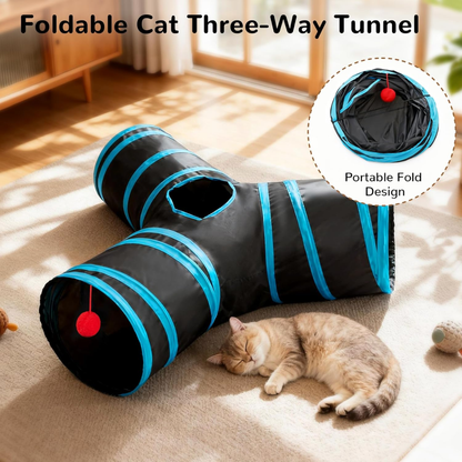 Cat Tunnel Toy 3-Way Collapsible Interactive Pet Tube