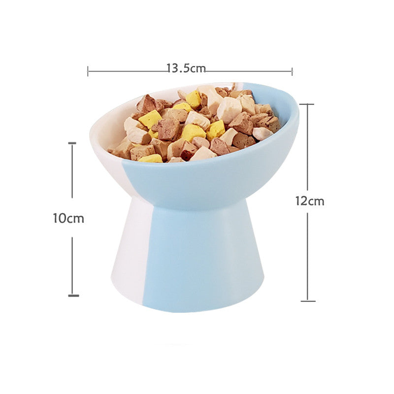 Ceramic Pet Slant Mouth Dog And Cat Food Bowl Set - side view - PET'S FUN | cozy pet bed