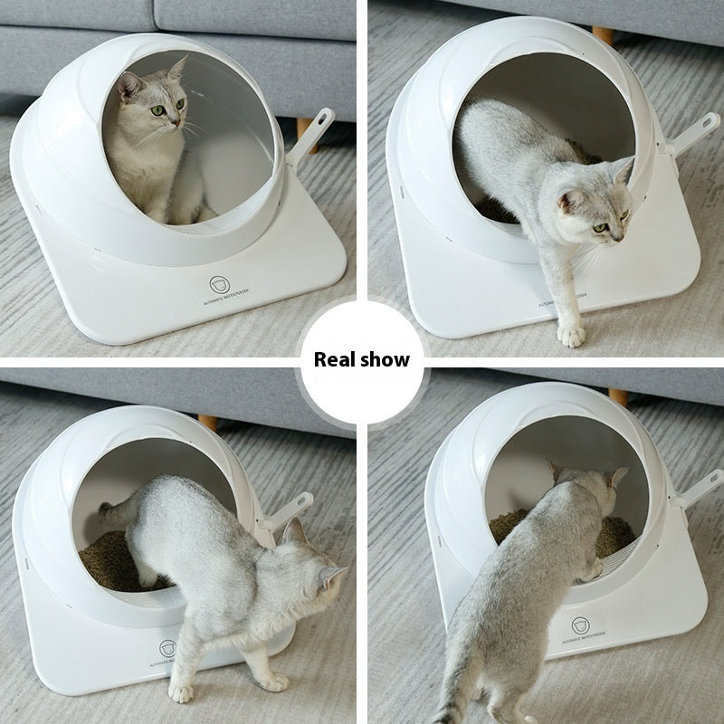Litter Box Large Fully Enclosed Cat Litter Basin - back view - PET'S FUN | cat accessories