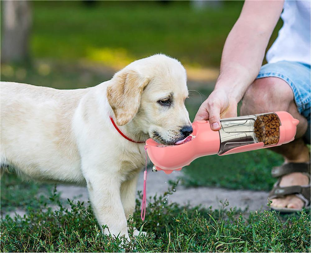Pet Water Bottle Feeder Bowl Garbage Bag - front view - PET'S FUN | dog toy