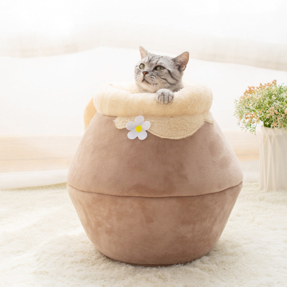 3-in-1 Cat And Dog Pet House Basin-shaped Cave Soft Bed - side view - PET'S FUN | pet entertainment