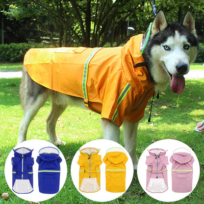 Pet hooded windproof and reflective raincoat