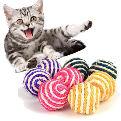 Cat Scratching Toy Sisal Tease Cat Ball - front view - PET'S FUN | cat toy