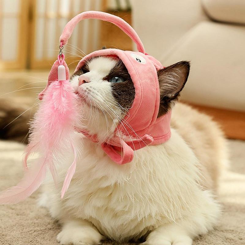 New Head Wearing Feather Funny Cat Stick - side view - PET'S FUN | cat toy
