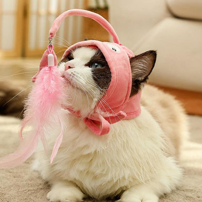 New Head Wearing Feather Funny Cat Stick - side view - PET'S FUN | cat toy