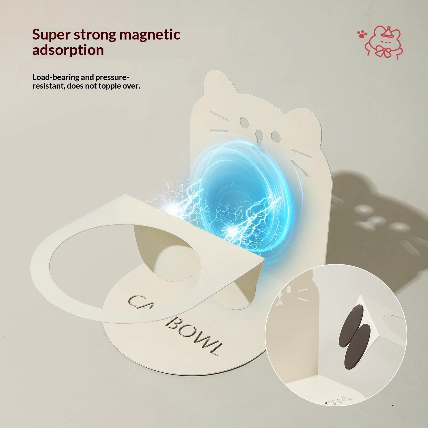 Ceramic Cat Food Cat Magnetic High Legged Cat Bowl - side view - PET'S FUN | cat supplies