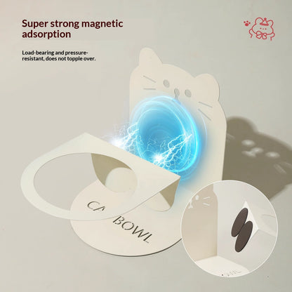 Ceramic Cat Food Cat Magnetic High Legged Cat Bowl - side view - PET'S FUN | cat supplies