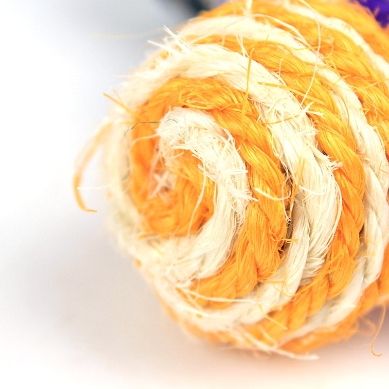 Cat Scratching Toy Sisal Tease Cat Ball - back view - PET'S FUN | cat accessories